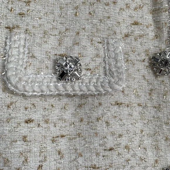 SELF PORTRAIT NWOT Cream Boucle with Gold Tinsel Blazer Jacket size 6 - Picture 9 of 13